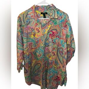 Womens Ralph Lauren button down paisley blouse/tunic